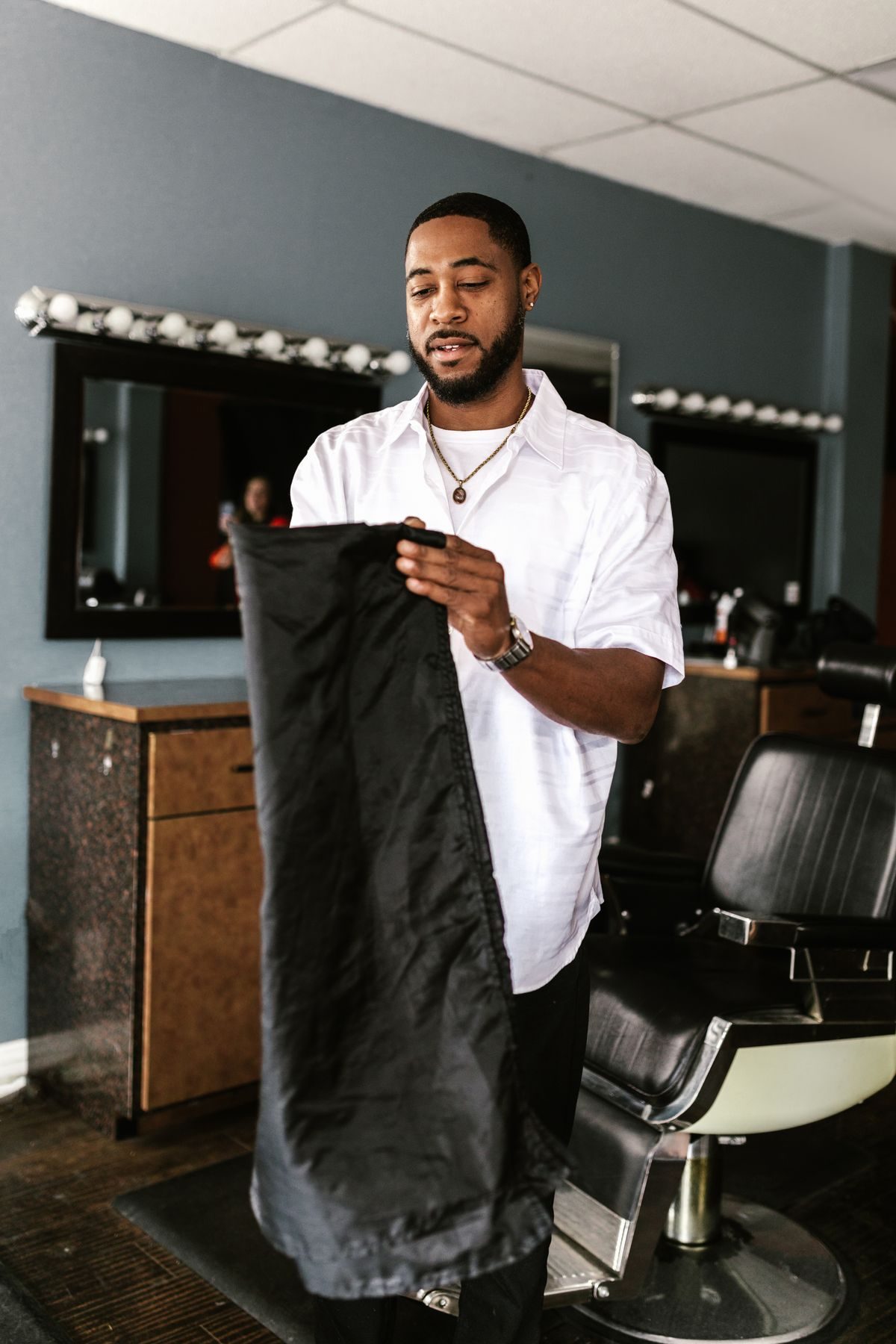 Barber getting ready for a client
